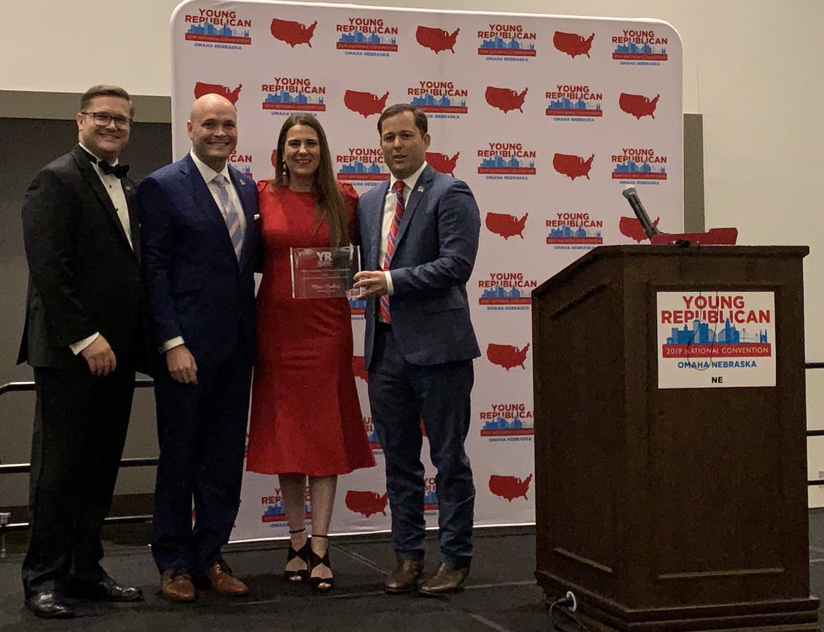 MiamiYRs's tweet photo. What an honor to be recognized by our peers for both Outstanding Club of the Year and Best Event of the Year at the @YRNC2019 @yrnf #YRNCOmaha #LeadRight #MAGA #KAG https://t.co/QDbP5YG0cC