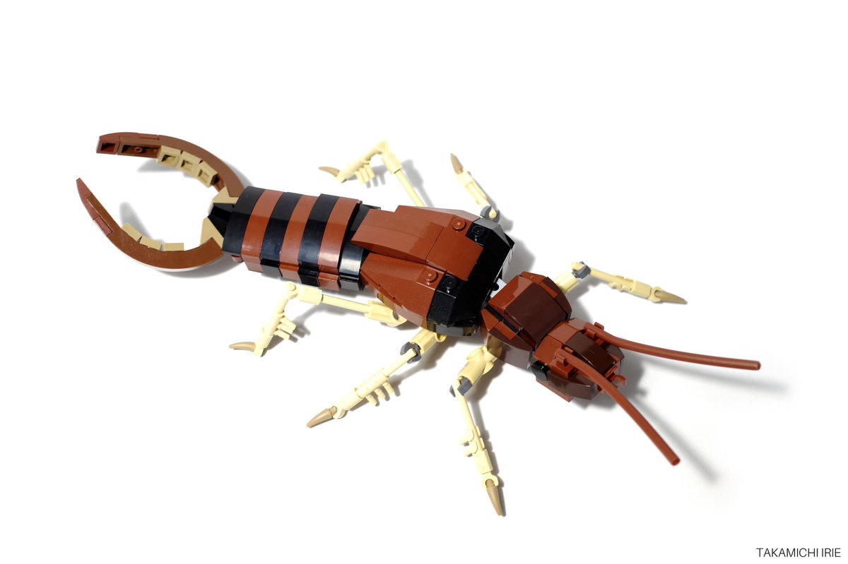 Takamichi Irie No Twitter Earwig ハサミムシ レゴで作る虫シリーズ 他の虫に比べるとかなり大きいスケールですがその分ディテールにこだわりました 英語だと盗み聞きの意味もあるのだとか レゴ Lego