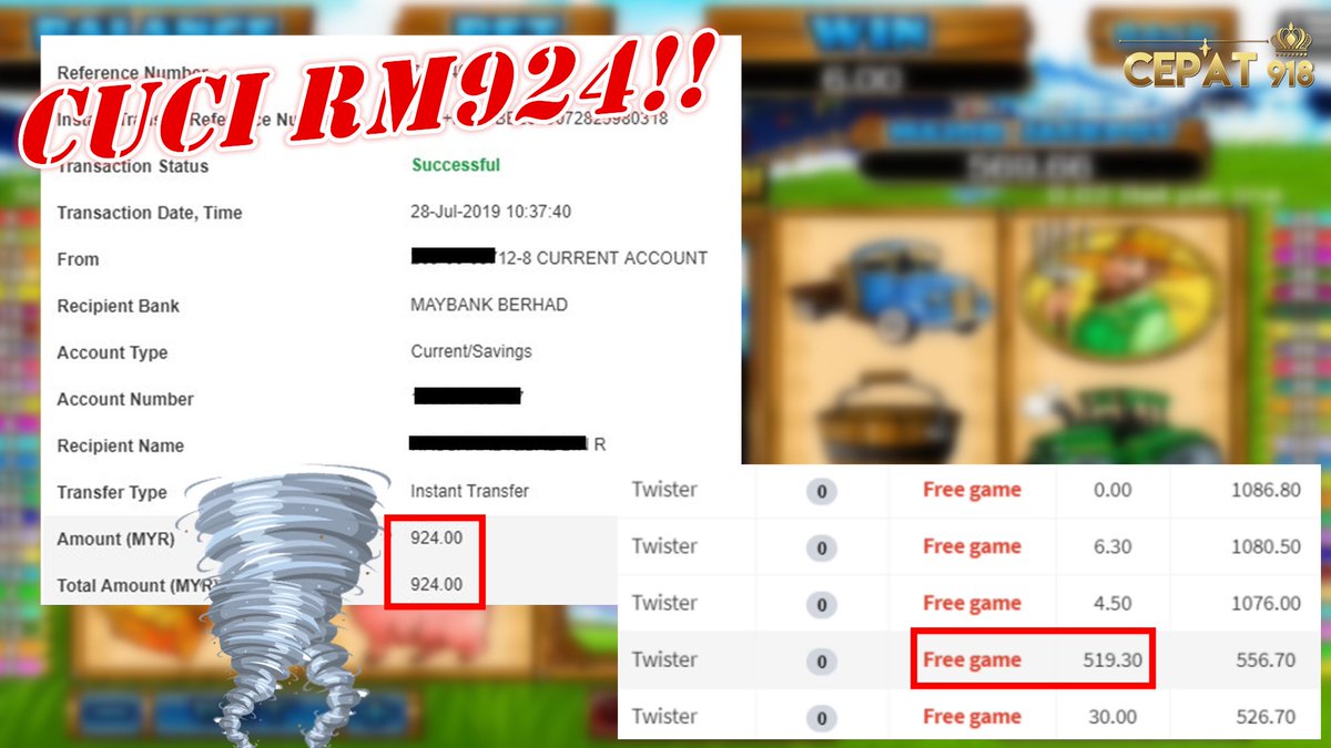 cepat918's tweet photo. #Tahniah Bossku!!
#918kiss #Twister
#CASHOUT #Rm924
#SlotGame
💁Wechat : cepatcuci
💁Telegram : https://t.co/gyNnOkGEDq
💁Website : https://t.co/jSiEB3cgSz
#918KISS #ROLLEX #NEWTOWN #GW99 #SUNCITY #LPE88 #JOKER #3WIN8 #MEGA888 https://t.co/WKbZATmxjh