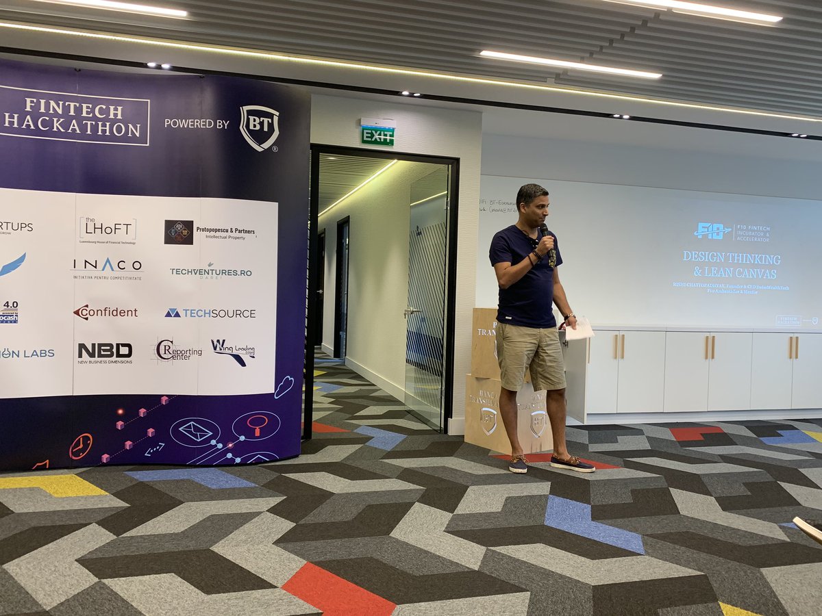 FinRishi's tweet photo. Boom💥
#Global #Fintech #Hackathon in #Bucharest started & the 24h countdown is ticking for #teams on the #mission for their challenges.
So much fun to give a #lecture on #design #thinking & #lean #canvas and #mentor.
#swisswealthtech #psd2 #change #innovation #developtheworld https://t.co/VRT7hE1q3A