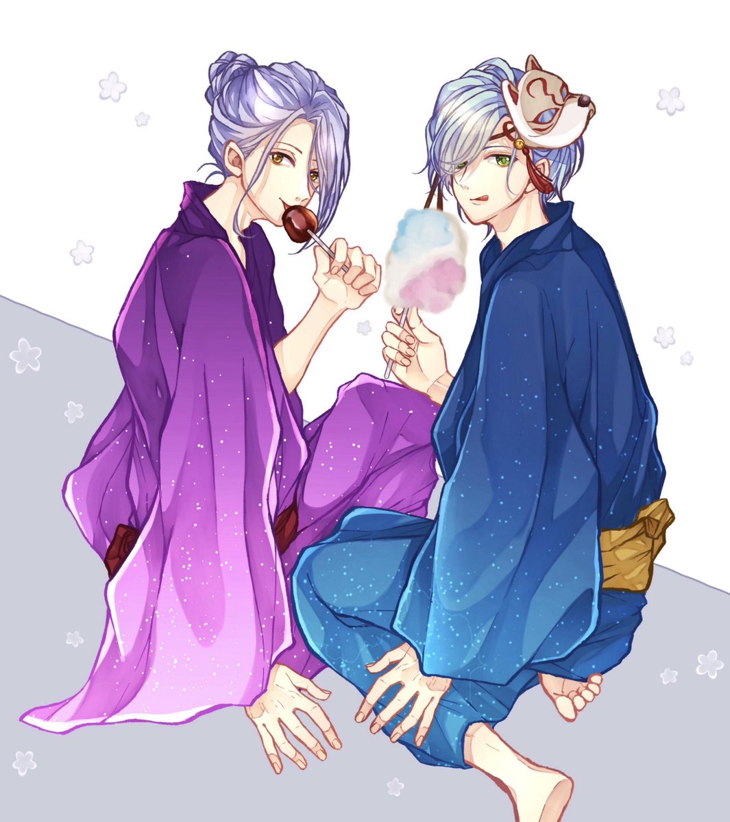 gOueCytPR1fal4v's tweet photo. お題箱より
「浴衣姿でりんご飴食べてる雪白東」
���浴衣姿でわたあめ食べてお面頭に付けてる御影密」
めっちゃ楽しかった…リクエストありがとうございました😊💕 https://t.co/rNReK57uGL