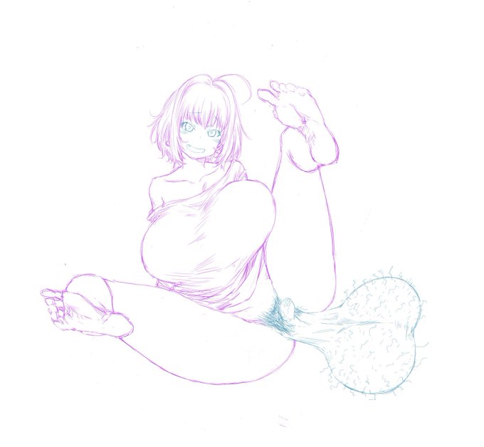 昨日忘れてた分のふたなり絵、ラフだけど許して・・・ 