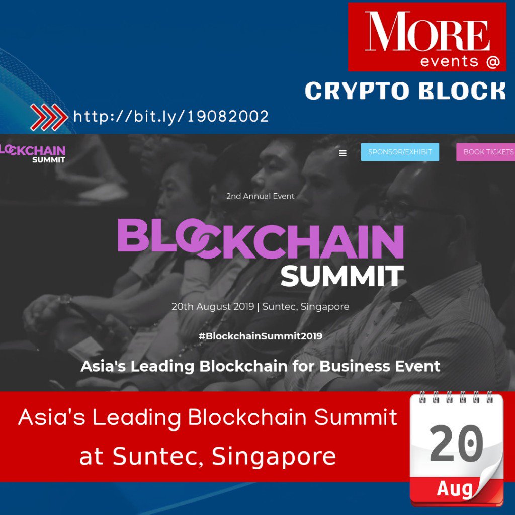CryptoBlockInt's tweet image. UpComing Event at Singapore | 20th August 2019
...
➾ Asia&apos;s Leading Blockchain for Business Event
⋐⋑ bit.ly/19082002

...
More events @t bit.ly/cryptoblockint

#CryptoBlock #BlockchainConference #SingaporeEvents