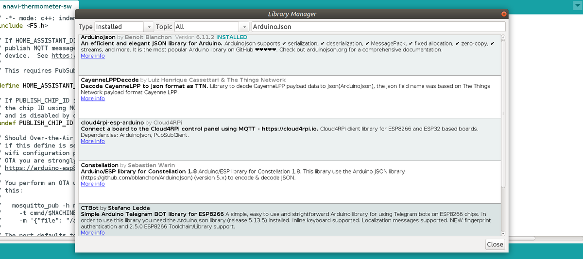 AnaviTechnology's tweet photo. ANAVI Thermomter now supports version 6 of the #opensource library ArduinoJson by @BenoitBlanchon. Read details in our update at @crowd_supply how we use it and why it was important to migrate to the new version:
https://t.co/t8bjbVowJE
#json #arduino #ArduinoJson #MQTT https://t.co/zaIDyMm1z8