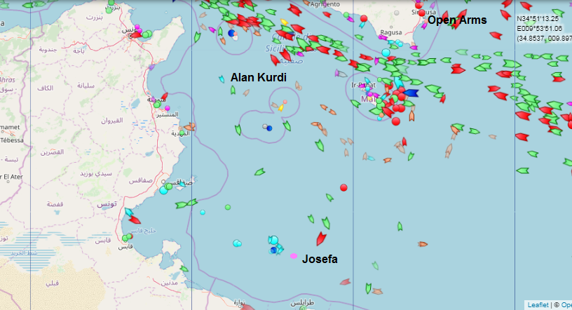 francescatotolo's tweet photo. 1/2 Aggiornamento
✔️ #OceanViking di @MSF_ITALIA e @SOSMedFrance verso #Marsiglia (scalo logistico)
✔️ #AlanKurdi verso la SAR libica
✔️ #Josefa di @resqship continua a pattugliare le coste libiche
✔️ @openarms_fund ancora attraccata a #Siracusa https://t.co/8s5grdijJi