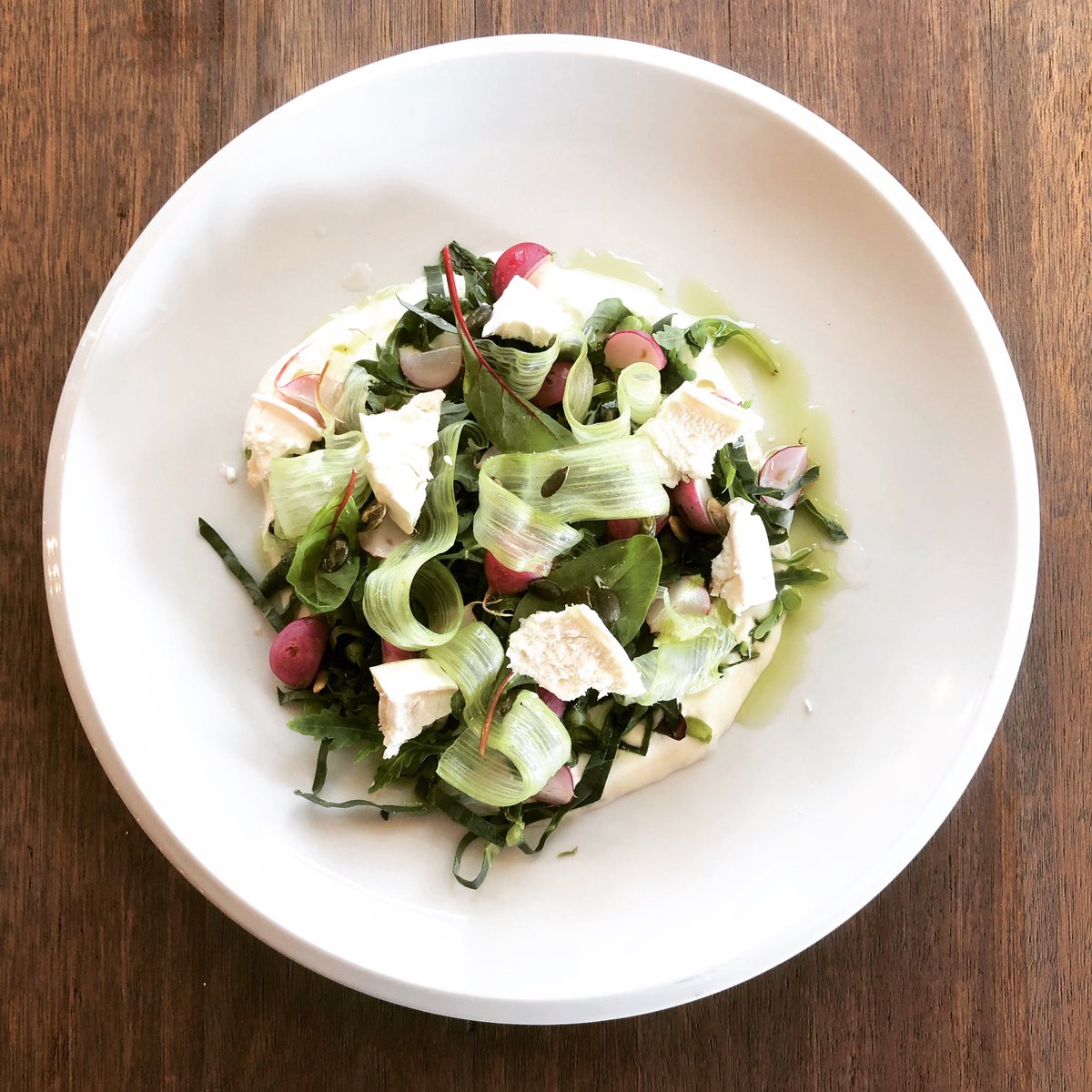 Chef_KevinRenes's tweet photo. Yoghurt, geroosterde radijs, geitenkaas, rabarber, koolrabi, pompoenpitten en peterselie olie.
-
-
#radijs #vega #vegetarisch #vegetarian #vegetables #lokaal #lokaaleten #duurzaamheid #lowfood #lowfood19 #chef #chefs #dutchcuisine #hilversum #ankeveen #amsterdam #demolenankeveen https://t.co/BaTA8r5Clg