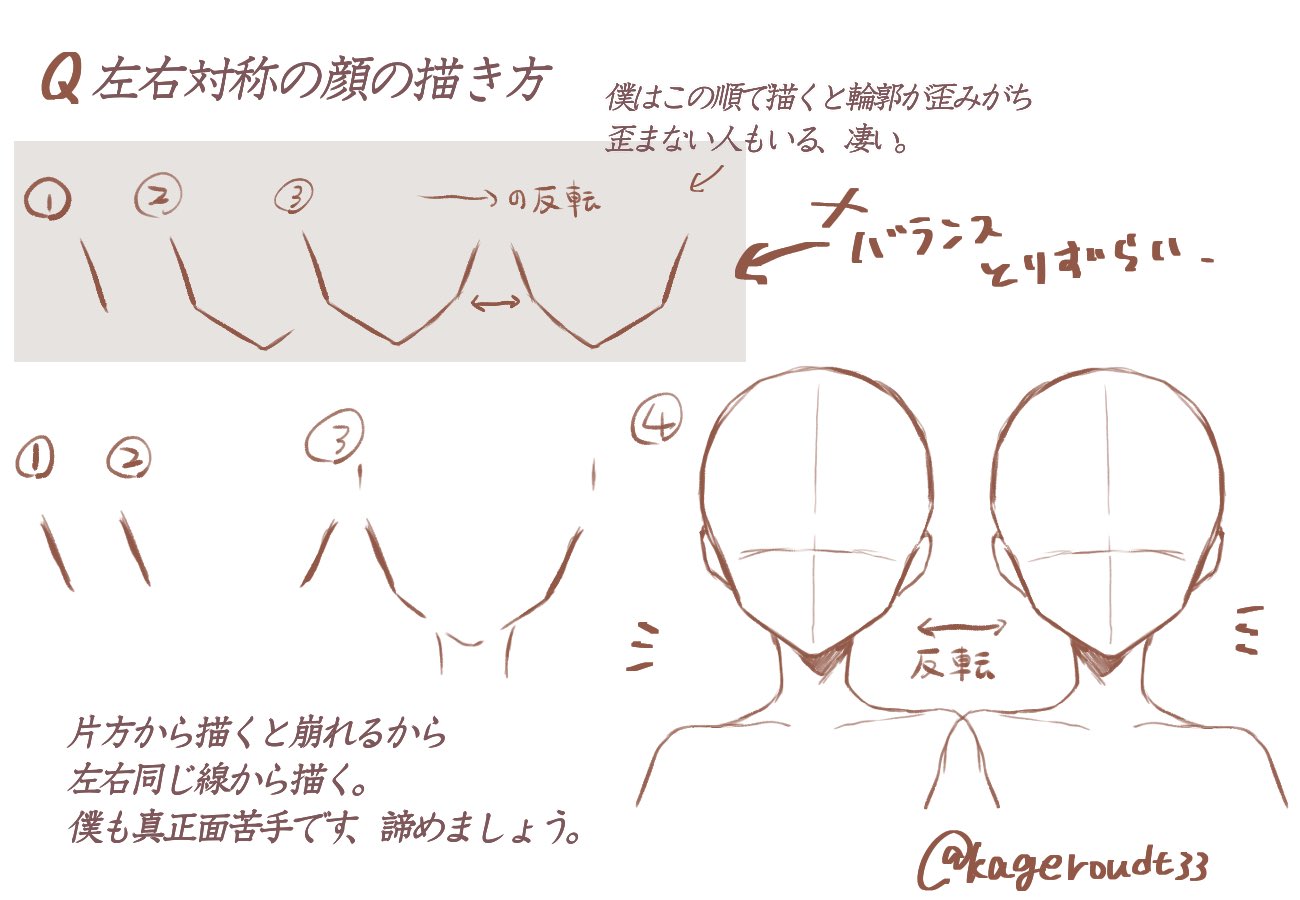 تويتر 煮タ 大福豆 على تويتر 質問箱より 左右対称の顔の描き方 僕も苦手ですが参考になれば嬉しいです T Co 7phqnwsiy2