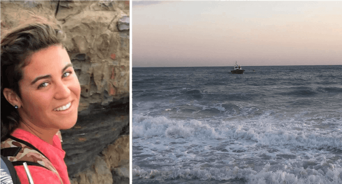 Lancha del practico en el mar junto a foto de la socorrista que hizo el rescate