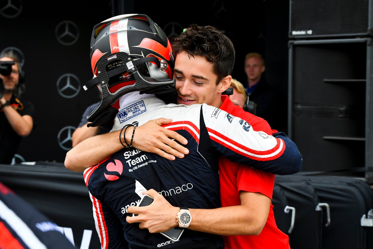 Watch: beautiful moment as Charles Leclerc congratulates his little
