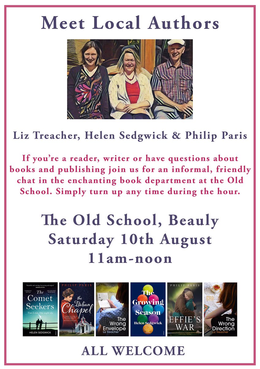 helensedgwick's tweet image. Hello, weekend twitter! On Saturday 10th Aug I’ll be talking books &amp;amp; writing at @OldSchoolBeauly with authors @liztreacher &amp;amp; Philip Paris. It’s the @Brightbeauly fair too - a perfect day out. All welcome! RTs appreciated @WHInverness @InvPlaywrights @CircusArtspace @NessBookFest1