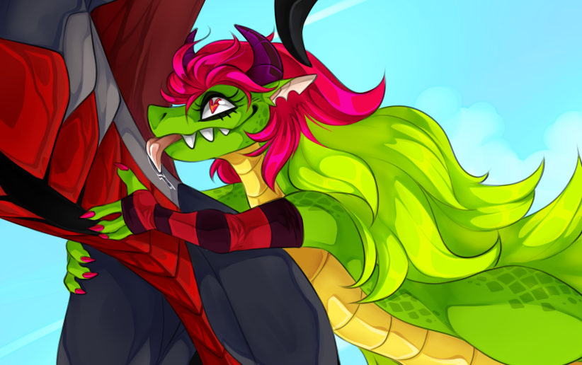 ShaBiest's tweet image. This is what I've been drawing all day long and I'm really satisfied with the outcome! Black Hat just wanted to take a relaxing flight... he got himself some extra luggage though.
#Villainous_AU #Villainous #Blackhat #black_hat #Demencia #Dementia #DrFlug #dragon #digitalart