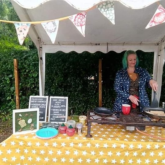 Yesterday's stall at TCV Hollybush in Leeds went well - despite the grotty weather I still fed a fair few folks with cheddar and wild garlic pesto &amp; rhubarb and custard eggy bread sarnies before the ceileidh started! @tcvhollybush #kirkstall #shipley #streetfood #bookmeforevents