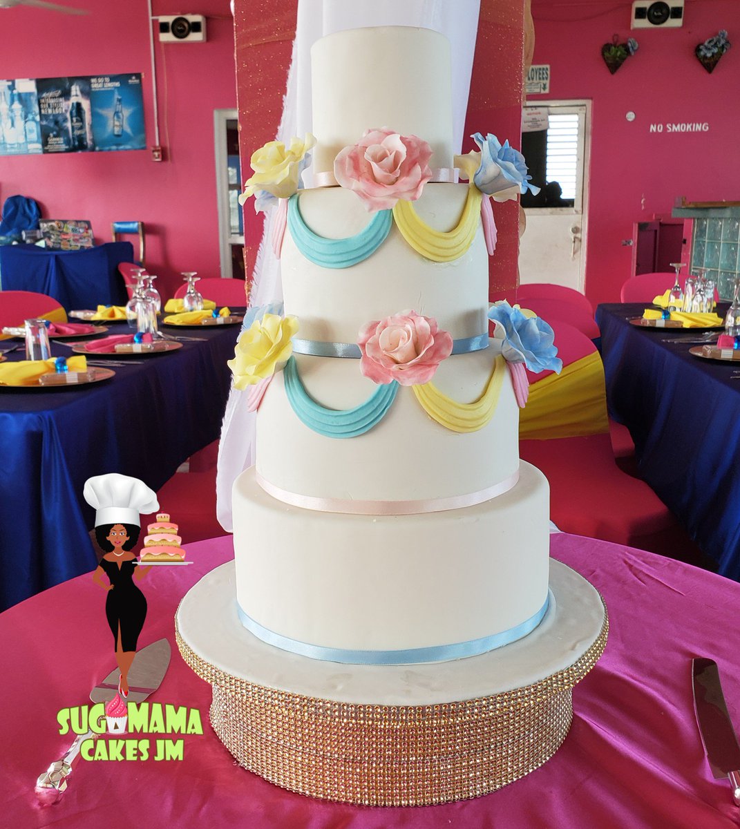 Congratulations to the happy couple.  May your marriage be as beautiful and colorful as your personalities. It was my pleasure to share in your vision . #weddingcake #justmarried #happycouples #jamaicancakebaker #ilovelove #iloveweddings #jamaicanwedding #sugamamacakesjm