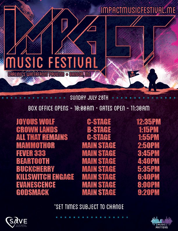 ImpactMF's tweet photo. UPDATE FOR TODAY!

Music starts at 12:35PM https://t.co/fk3T3a1c9p