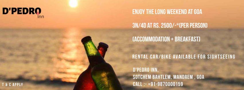 DpedroInn's tweet photo. Enjoy the long weekend at GOA!!! 3D/4N package at Rs. 2500/- only... #dpedroinn #mandrem #GOA https://t.co/QUZWOTbtFR