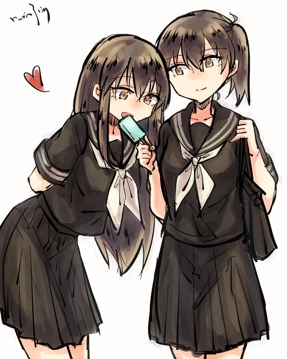 艦これ 艦これらくがき 中学生赤加賀のかえりみち はるなのイラスト