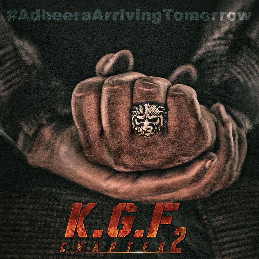 vamsikaka's tweet photo. #Adheera arriving tomorrow at 10 AM 

#AdheeraArrivingTomorrow

#KGFChapter2

@prashanth_neel @TheNameIsYash @hombalefilms @VKiragandur  @SrinidhiShetty7 @BasrurRavi @bhuvangowda84 https://t.co/M5sO1D946d