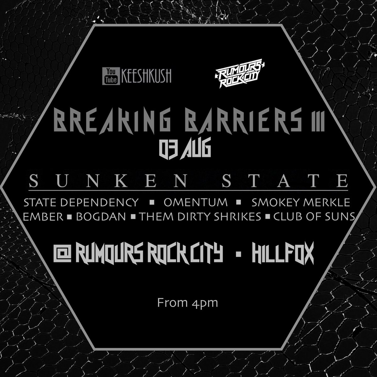 We are playing at Rumours Rock City Hillfox on the 3rd of August alongside some super sick bands! We are stoked to see you all there 🤘#metal #metalmusic #metalsa #samusic #southafricanmetal #sametal