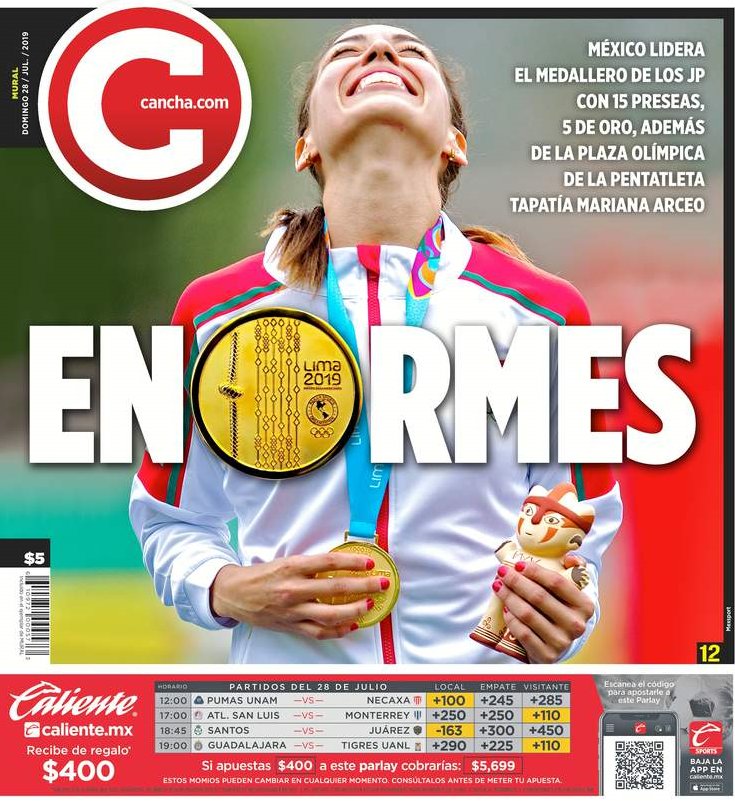 SanCadilla's tweet photo. Mis niiiños, ¿Ya vieron la portada de @canchamural?
¡Enorme jornada de México en #Lima2019!
#Llevelooo #Llevelooo
#QuienDijoYooooo https://t.co/KUCQlCLHNB