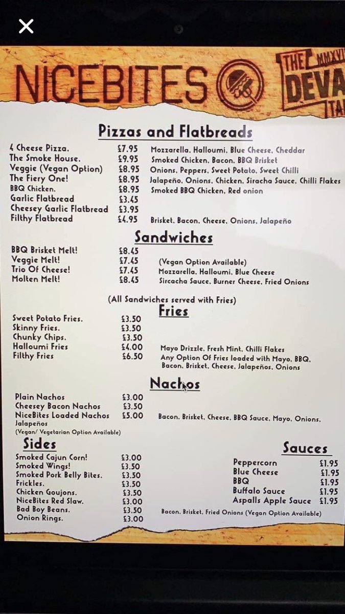 NiceBitesDeva (@nicebitesdeva) on Twitter photo New Menu now available on <a href="/JustEatUK/">Just Eat UK</a> ... as of an hour ago
🍔😜✌️
#newmenu
#newchef
#newburgers
#burger
#delivery
#pizza
<a href="/ShitChester/">12 years of Shitchester</a>
<a href="/wearechester/">We Are Chester</a> New Menu now available on <a href="/JustEatUK/">Just Eat UK</a> ... as of an hour ago
🍔😜✌️
#newmenu
#newchef
#newburgers
#burger
#delivery
#pizza
<a href="/ShitChester/">12 years of Shitchester</a>
<a href="/wearechester/">We Are Chester</a>