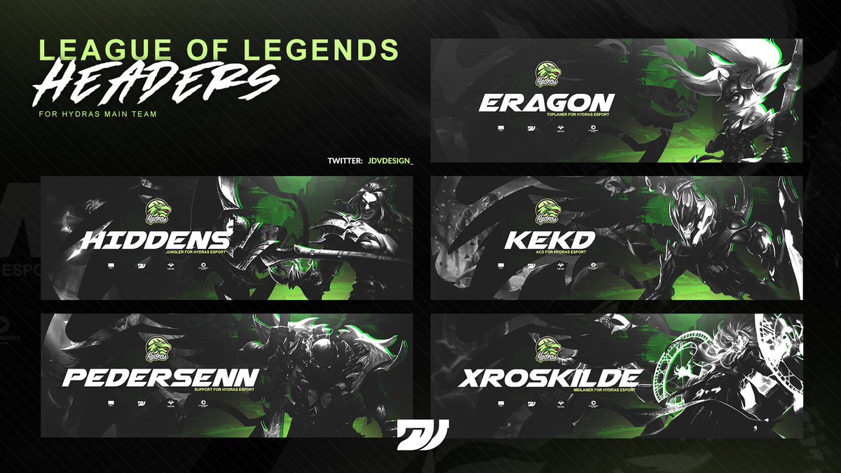Jaydivee's tweet photo. New Twitter Headers for @HydrasEsport lol main team! 🔥

@EragonUK 
@H1ddenShadow 
@Lopaxd 
@PederseNNLoL 
@xRoskilde https://t.co/nwFdbz36Y5