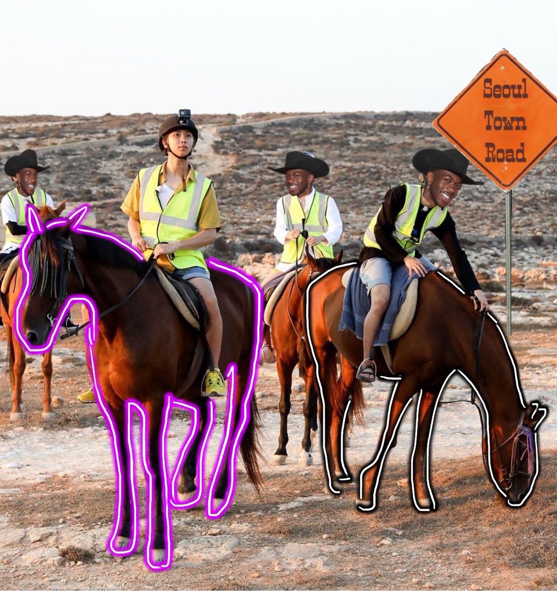 Sheymaaa2's tweet photo. @LilNasX on the way to #Area51 🐎👽 with @BTS_twt and @LilNasX https://t.co/dFIevXmXst