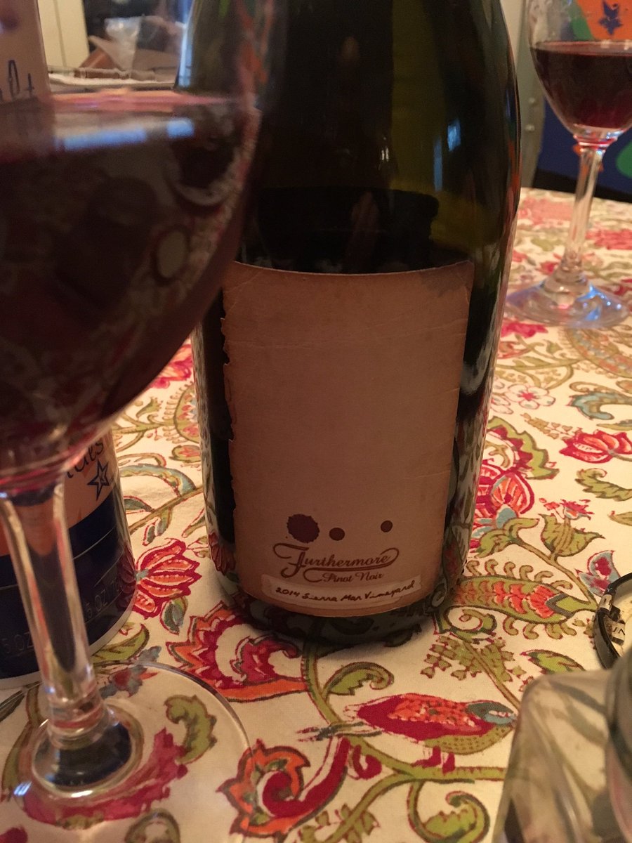 Enjoyed this limited 2014 #SantaLuciaHighlands #Pinot. In total <a href="/FurthermoreWine/">Furthermore Wines</a>
 #Sebastopol, CA only makes about 5000 cases. Notable grape sources include: #RussianRiver, #Sta.RitaHills, #SonomaCoast. ADDED VALUE: owners Chad and Robert are SUPER NICE people!🌞🍷