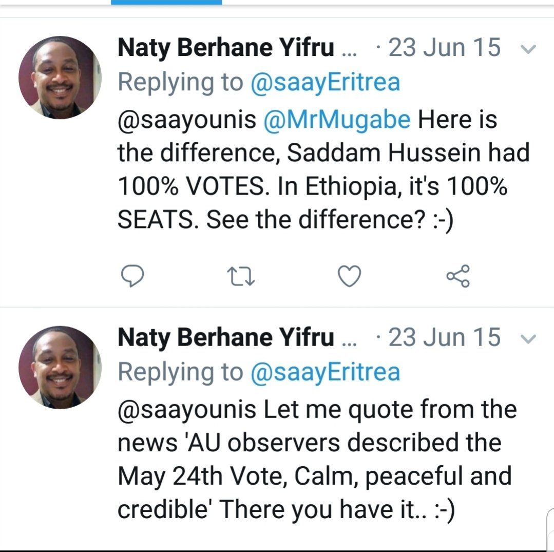 Directly/indirectly Ethiopia was under the minority TPLF rule for 27yrs. It was achieved with fake elections & unchecked support by the west, especially the US (S. Rice).Naty's take on 2015 Election:EPRDF (aka TPLF) won all seats & Naty defended the result & its mechanism.