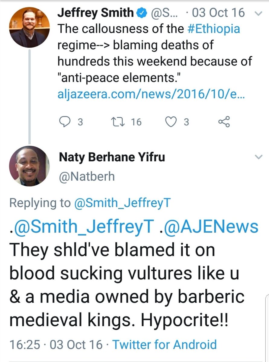 Finally, my Q to  @Natberh is, you remained silent when YOUR compatriot were massacred by TPLF in broad daylight, why are you now shadding a crocodile tears on Eritreans matters? Motive?Why were you diffending TPLF? Incentives, if there was one? Regrets, If any?-END-