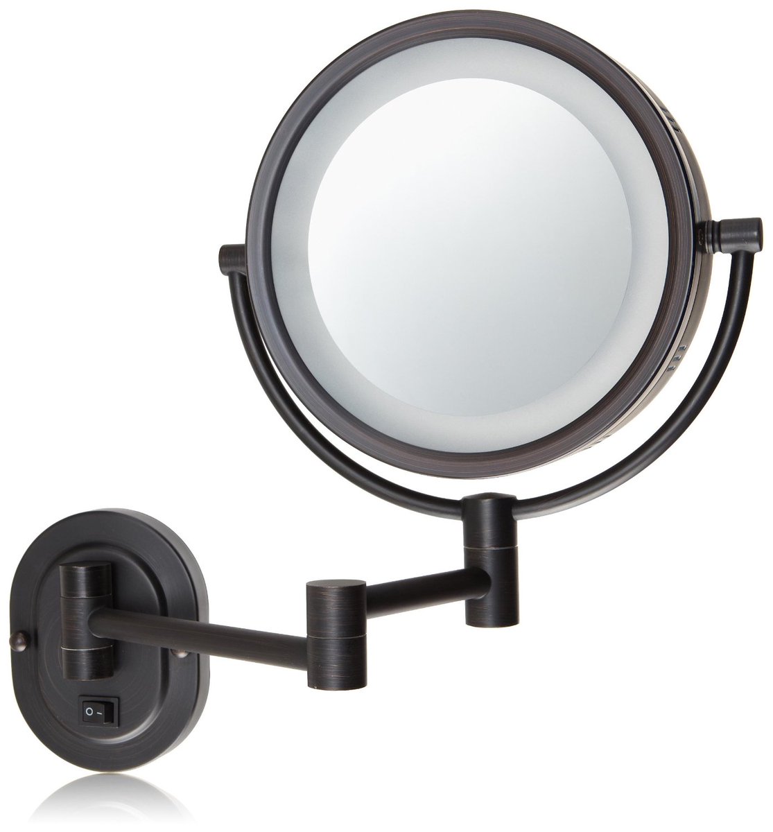 Jerdon Hard-Wired 8-Inch Two-Sided Swivel Halo Lighted Wall Mount Mirror with 5x Magnification: amzn.to/TExNj2 #accessories #mirror