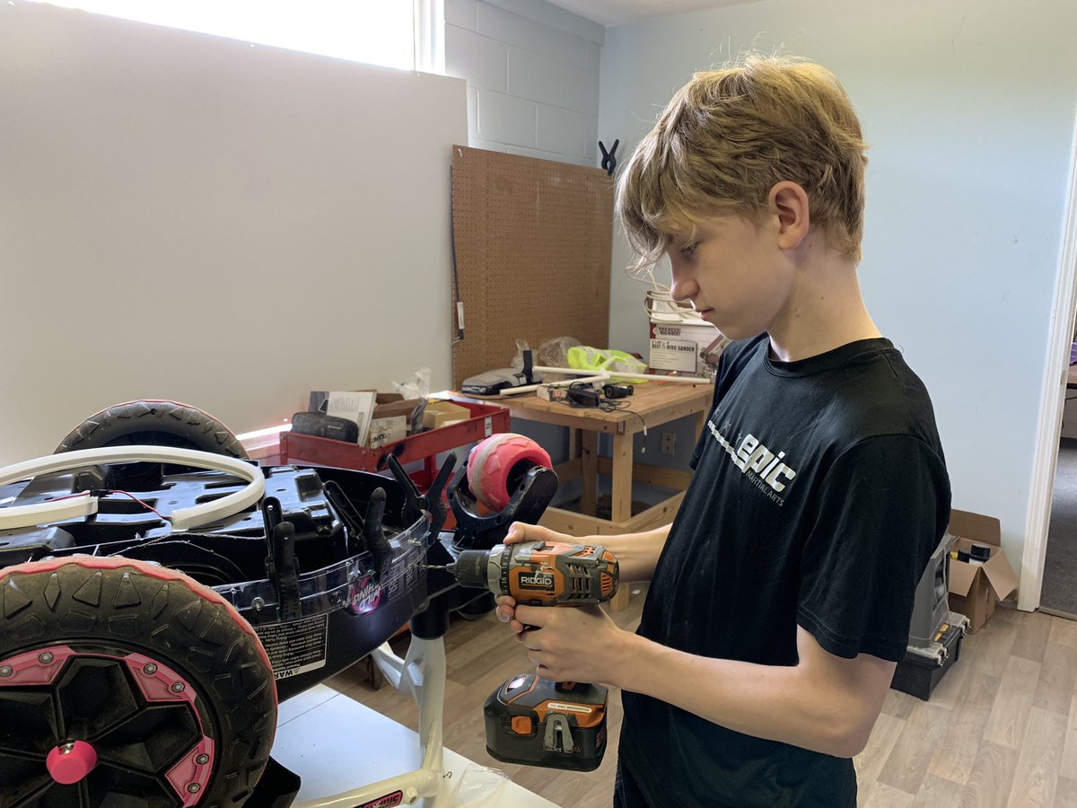 alexcua's tweet photo. Wheelchairs made from PowerWheels for kids with disabilities! @UDGoBabyGo STEM Package designed by @firestorm6341 and @InteractFIRST with parts from @adafruit. High School Robotics #roboticswithasoul @stemboss @CobbEMCEdu #ccsdfam https://t.co/3rOZU1yzD1