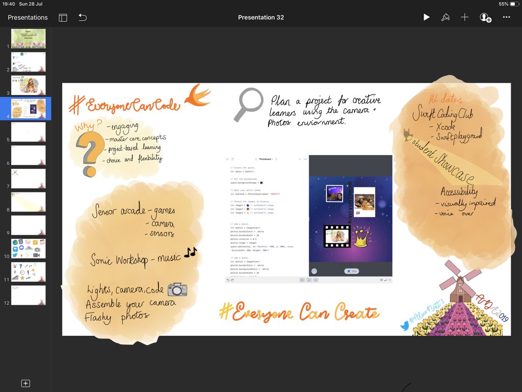 AliceNutt1's tweet image. First attempt at sketchnoting. Thanks @mat6453 for the inspiration 👍🏻 #appleADEchat #ADE2019 #sketchnoting #SoYouWantToSketchnote #EveryOneCanCreate #EveryoneCanCode
