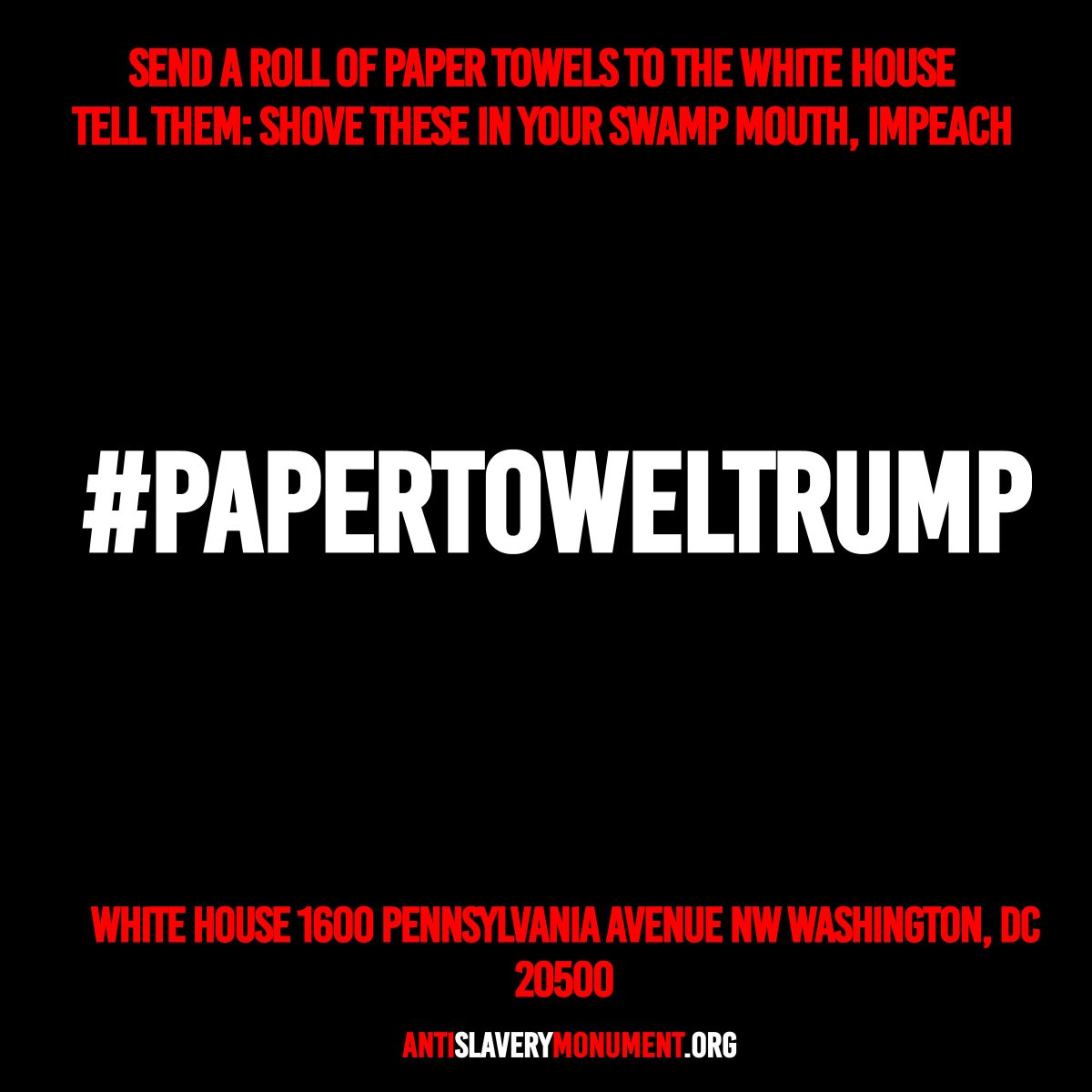 makepeaceglobal's tweet photo. @baltimoresun TRUMP ATTACKS HOW MUCH CAN YOU STAND! Send a roll of paper towels to the white house -  "Shove these in your swamp mouth". #PaperTowelTrump https://t.co/9BSlgxUjGZ