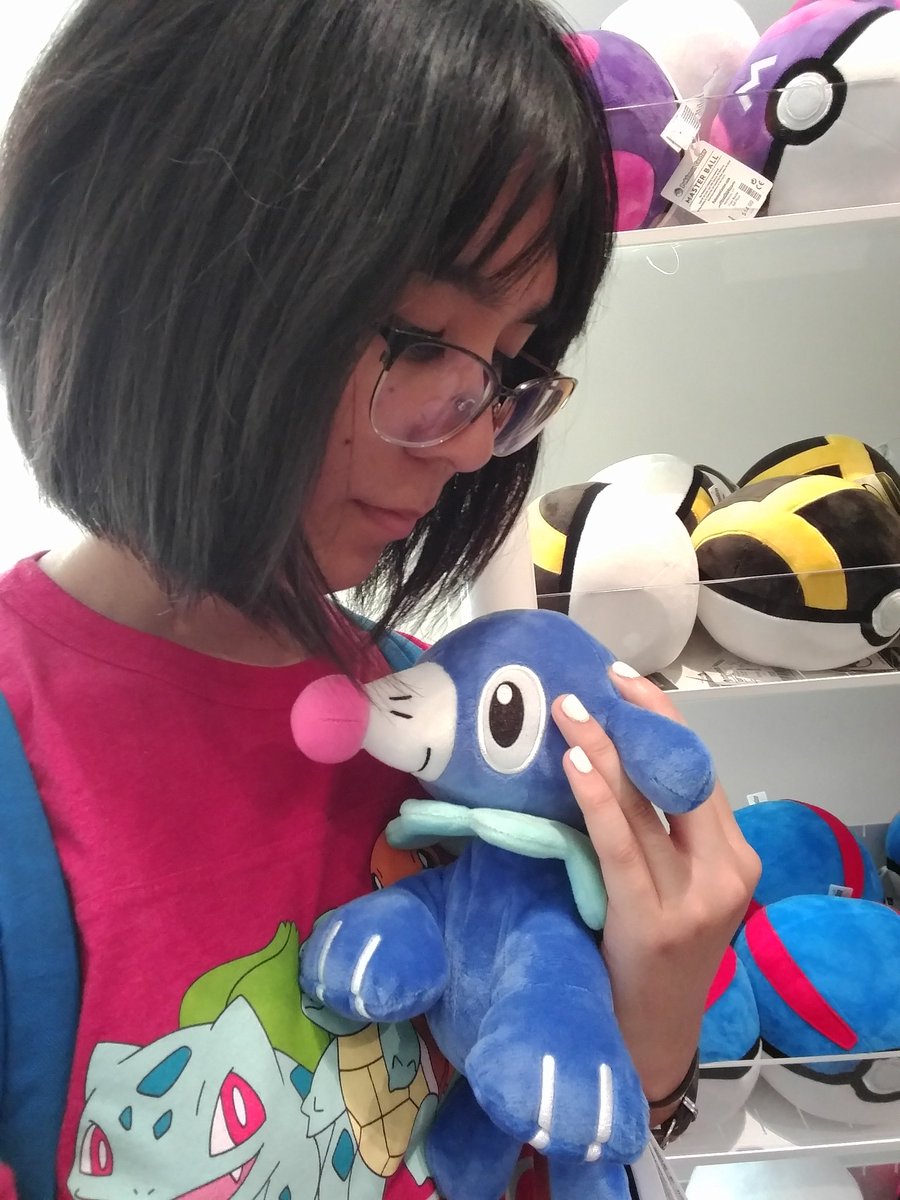Marina cuddling Popplio plushy