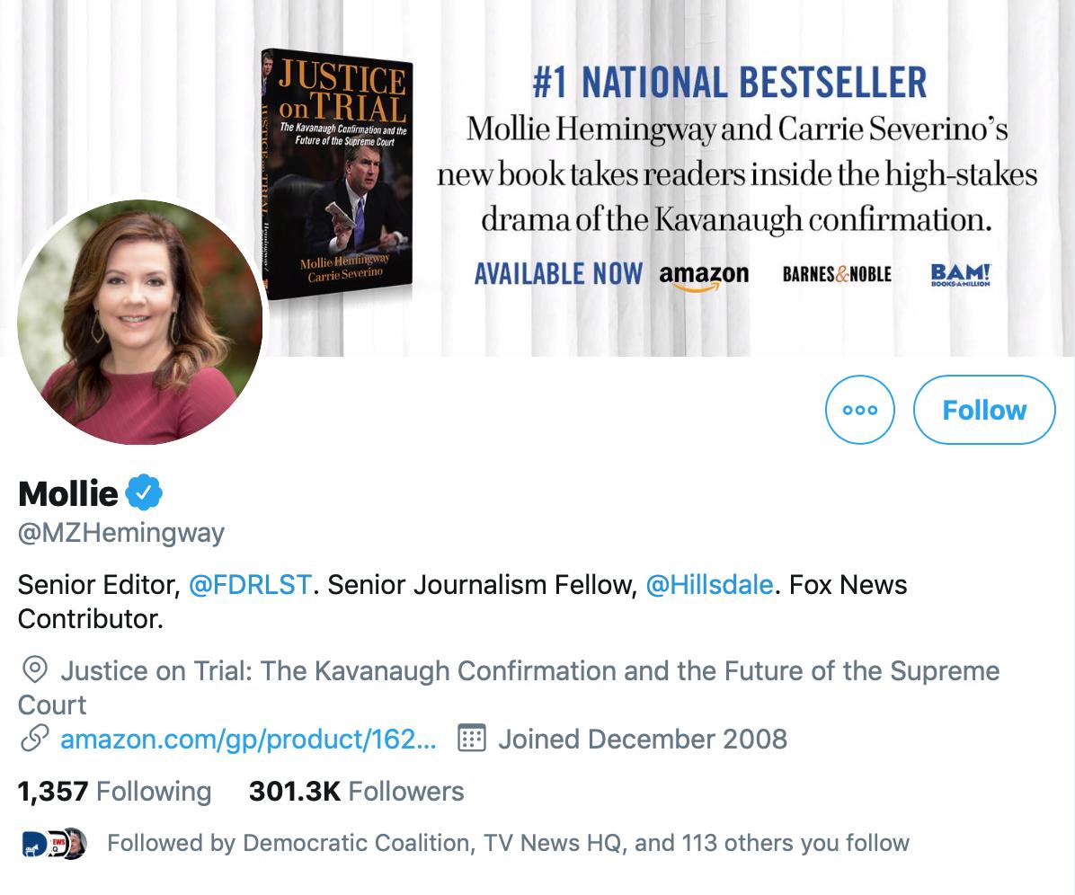 Mollie hemingway twitter account Mollie hemingway twitter account