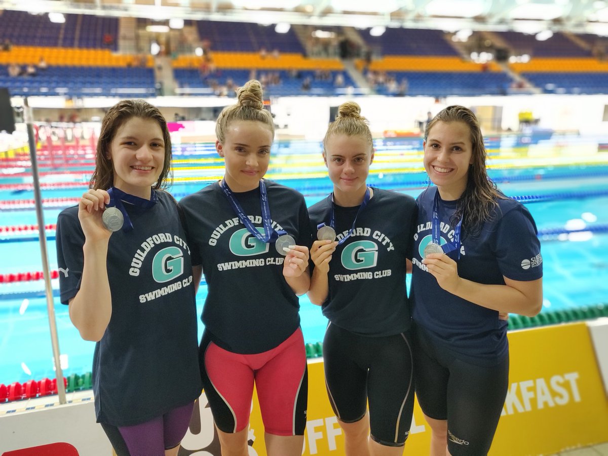 guildfordcitysc's tweet photo. The girls claim their third relay medal with SILVER 🥈 in the 4 x 100m Medley!

Rosie, Tilly, Robin and Alicia!

#SEPerformanceCentres #summerchamps19 https://t.co/fZa2cBRngn
