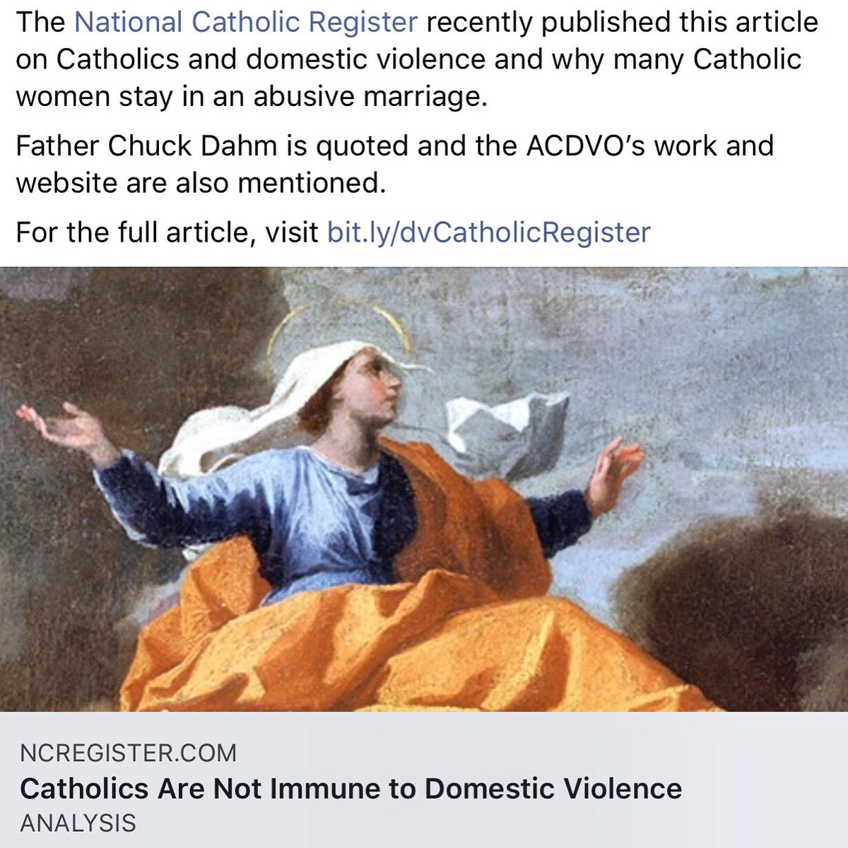 dvochicago's tweet photo. The National Catholic Register discusses Catholics and domestic violence. Our Director, Father Charles Dahm, is quoted and the work of our ministry is highlighted. https://t.co/7wHtCuco7F #ACDVO #dvochicago #archchicago #chicagoarch https://t.co/LTTrOLZSK4