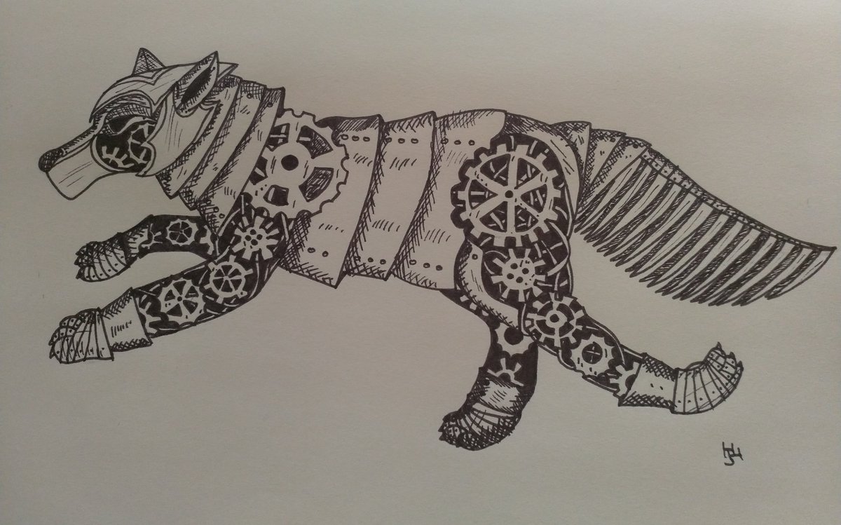 hhulbert's tweet image. my #WeekendChallenge #AnimalRobots @StudioTeaBreak - steampunk wolf. Must admit I was rather pleased with this one!