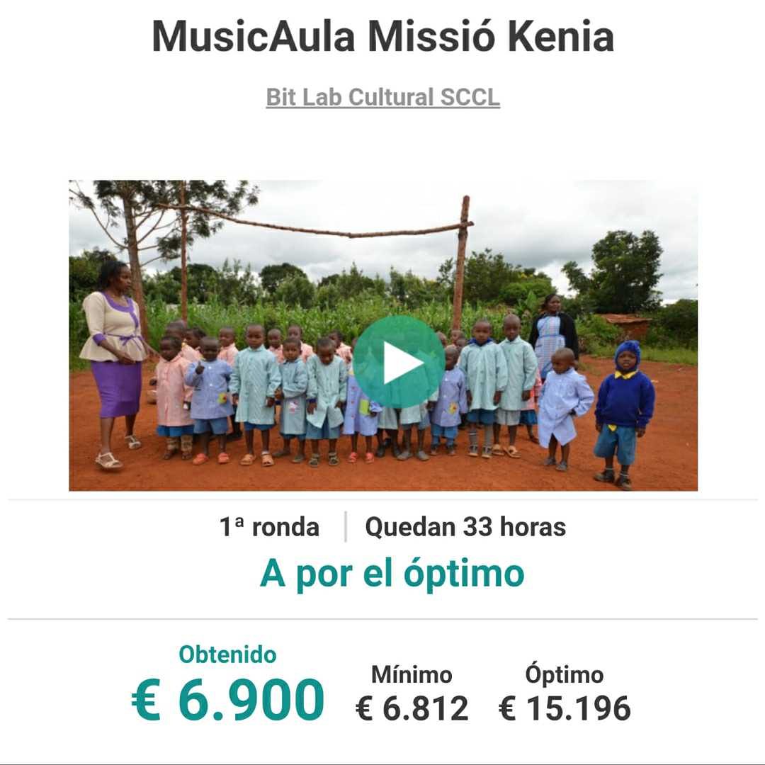 Gràcies a tot@s per les aportacions i suport rebut per a #MusicAula #MissióKènia ❤️ Encara queden 33 hores per a fer aportacions <a href="/BitLabCat/">BitLab Cooperativa</a> <a href="/escoladerockedu/">Escola de Rock</a> <a href="/atsf_bcn/">Arquitectos Técnicos Sin Fronteras</a> <a href="/goteofunding/">𝗚𝗼𝘁𝗲𝗼</a> <a href="/XES_cat/">Xarxa d'Economia Solidària de Catalunya</a> <a href="/EscolesCoop/">EscolesCoop</a> <a href="/NouPatufet/">NouPatufet</a> <a href="/EscolaTeide/">Escola Teide</a> <a href="/wiriko_org/">Wiriko</a>