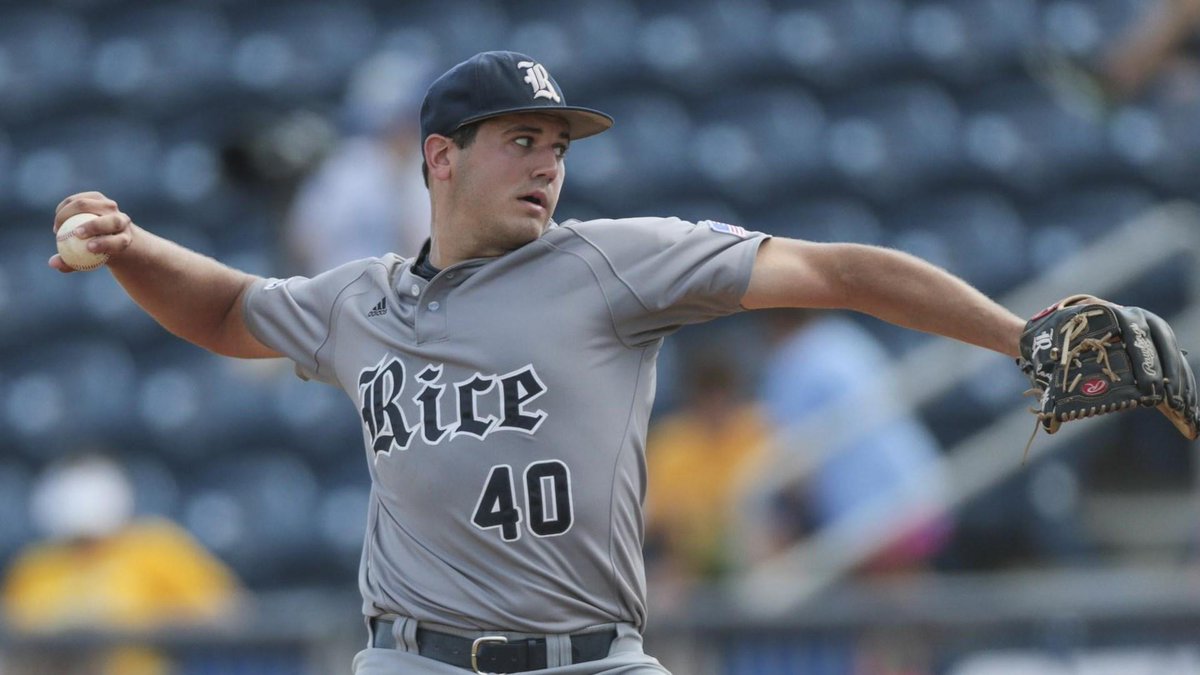 rTexasRangers's tweet photo. The rRangers have selected RHP Matt Canterino out of Rice University in Houston, Texas in Competitive Balance Round B of the 2019 VBL Draft. Welcome to the rRangers, Matt! https://t.co/uXnlY1W3hy
