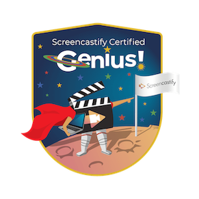 Woohoo!🎉 I am now a certified #ScreencastifyGenius! This was a super fun course with @alicekeeler integrating @Google apps with @Screencastify. I highly recommend it!!