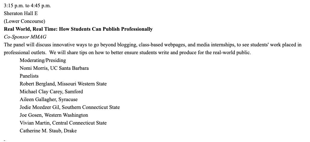 NomiMorris's tweet image. Gearing up for our AEJMC Toronto panel on helping students publish in professional outlets. 8.7.19 Wed  3:15. All welcome. Relevant to all subgroups, not only SPIG and Magazine. See you there! @AEJMC @aejmcspig @aejmc_nond #publishing #journalism #portfolio