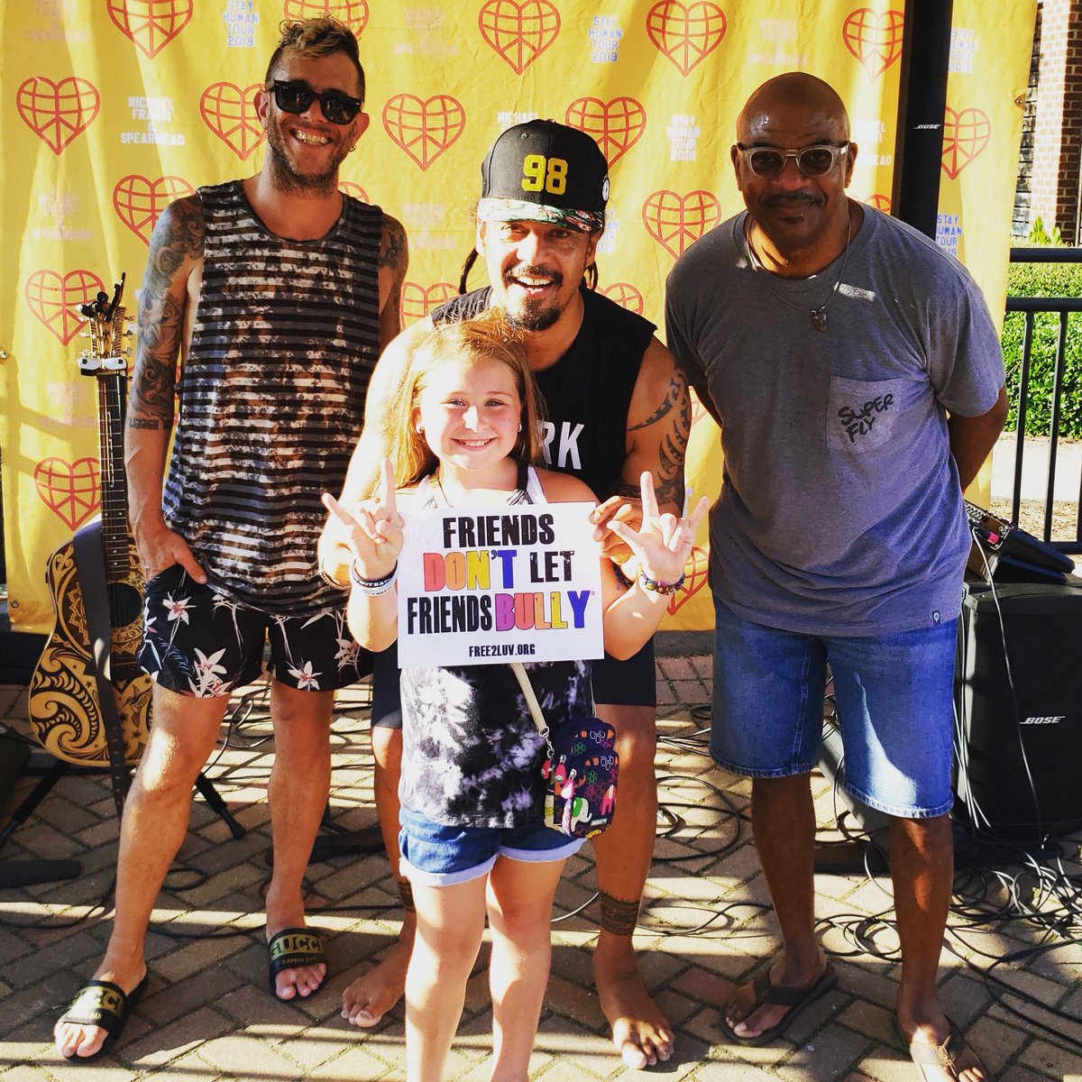 Musician and activist <a href="/michaelfranti/">Michael Franti</a> and Marley Mac <a href="/thekidsofBTI/">BetterTogetherKids</a>  are rockin' LUV and making the world a better place! Thanks so much for joining our FRIENDS DON'T LET FRIENDS BULLY #MillionSignMission and taking a stand for kindness. You both ROCK! ❣️🖤❣️ #Free2Luv