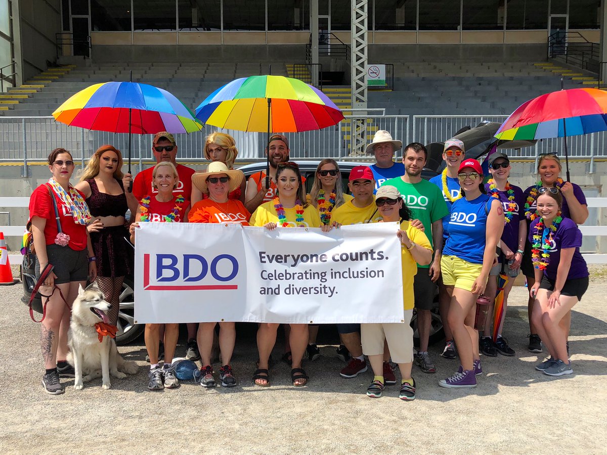EAJenniferG's tweet photo. What a great day in #LdnOnt for the @prideldnfest #prideldn19 Parade! Great @BDO_Canada London office crew showing their support! #happypride #EveryoneCounts #BDOCanada #GetToKnowBDO @megvank @drew_saffran https://t.co/blDbg8WTLj