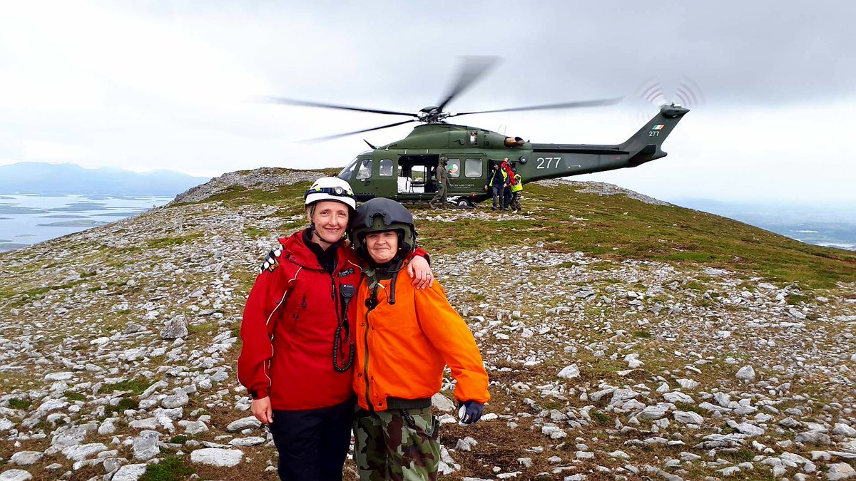 25 years ago I met this LEGEND in recruit trg. Last lift on Croagh Patrick, bringing equipment  down the mountain we got to meet again. Odette with MMRT @OC3OPS still making great memories. #FriendsForLife #comradesforever. #ReekSunday @IrishAirCorps @defenceforces @MayoRescue