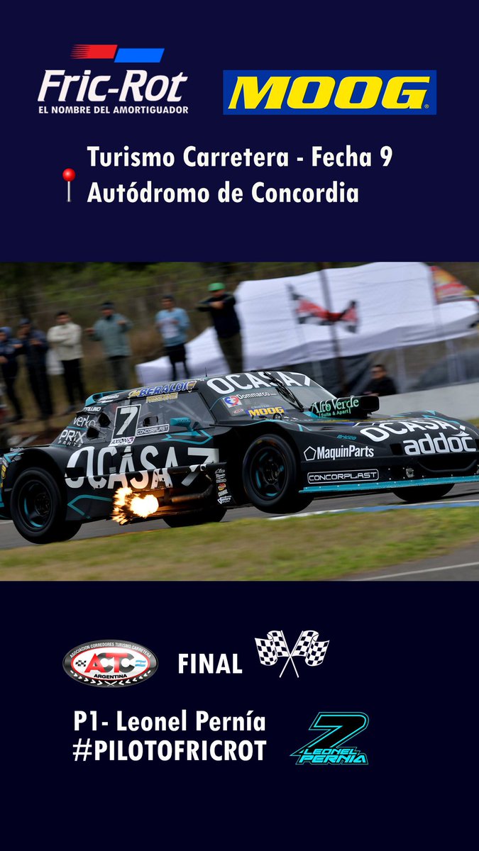 fricrot's tweet photo. 🎉 Triunfo de @leonelpernia en #TCenConcordia 👏. Sumamos un gran resultado junto a él y también con el campeón @AgustinCanapino, quien pudo avanzar hasta el P4 y quedó a un pasito del podio. Gran fin de semana para nuestros pilotos 👍!!!. https://t.co/j05rJqv1Ly