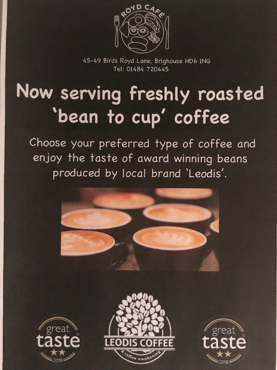 Freshly roasted ‘bean to cup’ coffee now being served at Royd Cafe!!