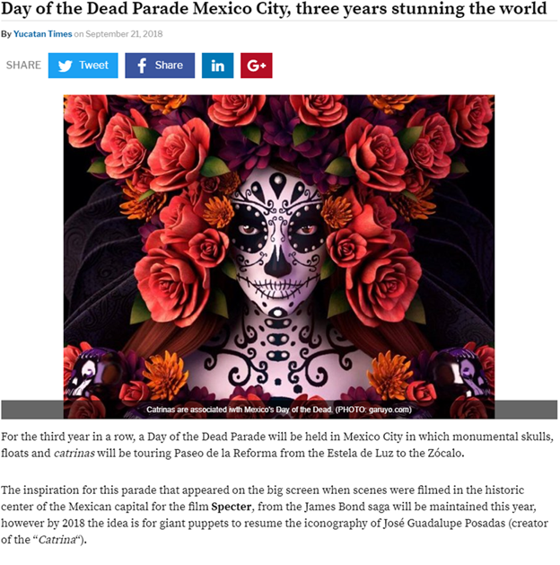 26/ Recapping  #NXIVM  #Mexico thread so far…- The  #SonyHack revealed: Mexican government paid $20 MILLION for the opening scene of the  #JamesBond movie Spectre-  #SalinasConnected Govt granted contract for Day of the Dead parade to  #NXIVM company Anima Inc. -STILL GOING
