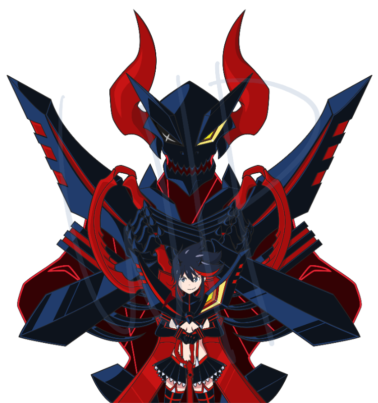 I plan to make this into a diecut and a box slap sticker!#ryukomatoi #ryuko #senketsu #mecha ...