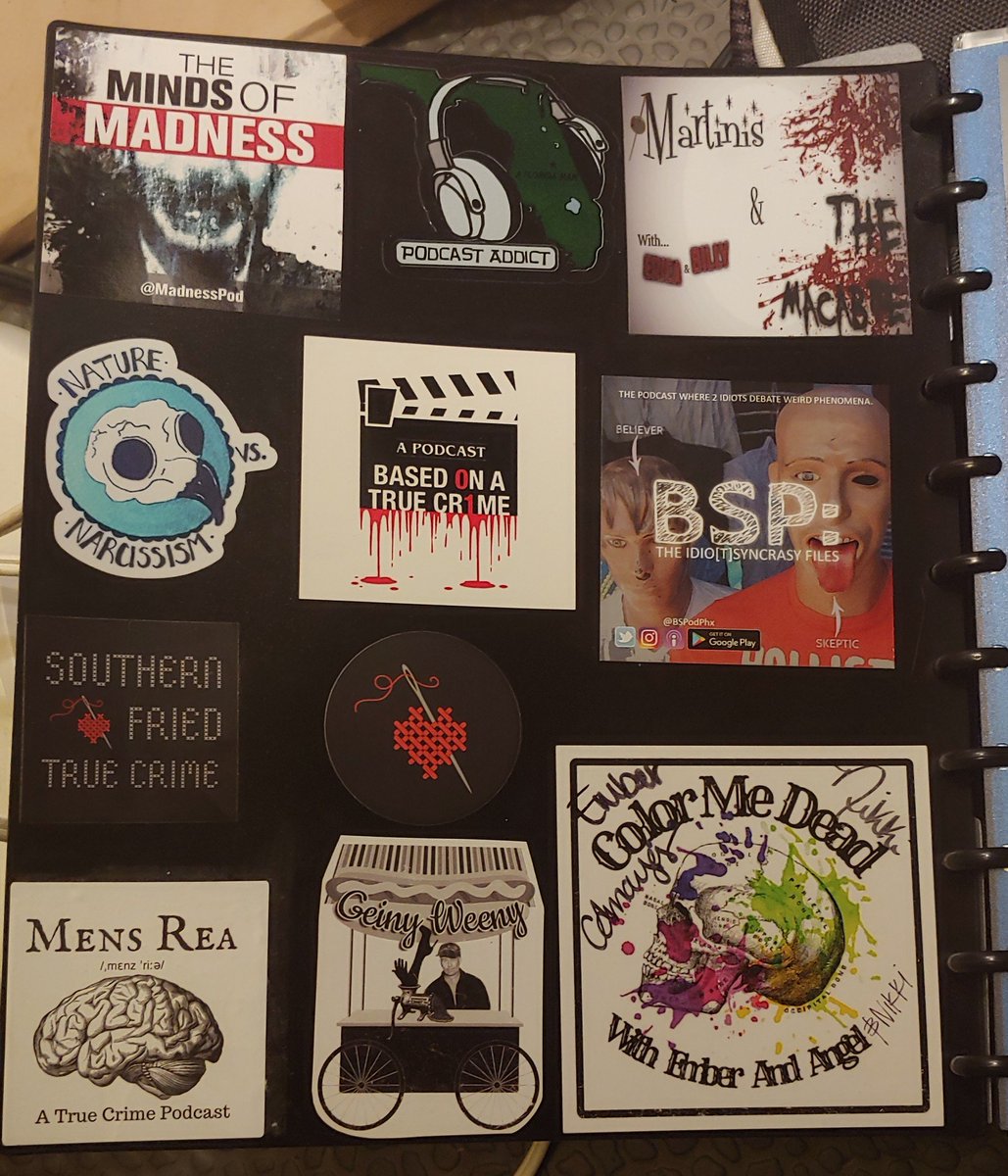 You can tell how long I've listened to a show based on where they are in my notebook. Inside front cover?? The only stickers on the front are my own! 

So getting to chat with <a href="/BSPodPhx/">Mason Reed</a> was AMAZING and I don't think I fangirled *too* hard. Thanks, Cody &amp; Chris! So fun!!